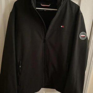 Men's Black Tommy Hilfiger all weather zip up Hooded Jacket Size XL